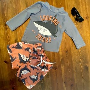 Swim trucks and shirt for 9 month old. NWOT